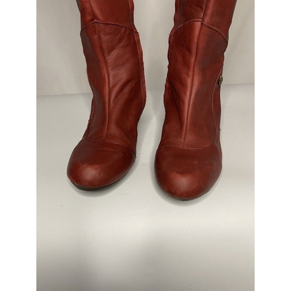 Sergio Tomani W sz 41/10-10.5 Knee Hi Tall Boots Shoes Red Burgundy Leather Zip - Picture 8 of 14